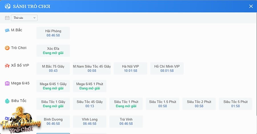 Các loại Xổ Số siêu tốc trong cổng game TDTC