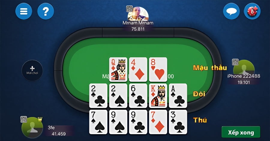 cách xếp bài mậu binh theo chiến thuật